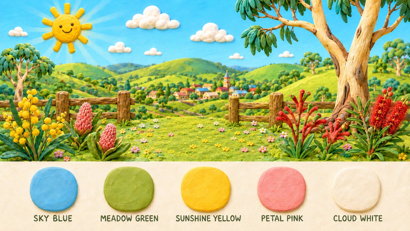 Claymation landscape of Berry, NSW with native Australian plants